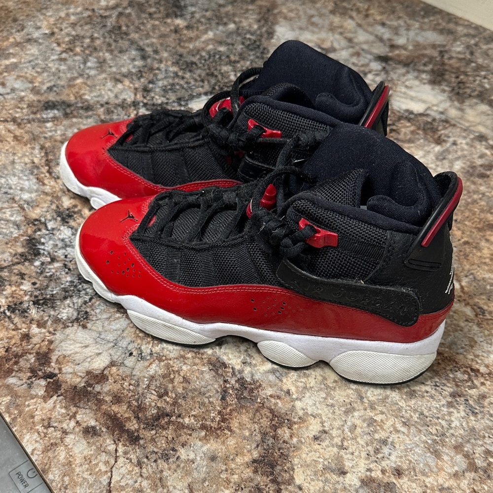 Jordan Kids Red and Black Sneakers